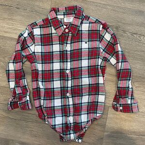 Crown and Ivy plaid long sleeve onesie 4T